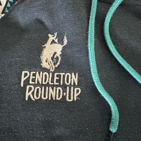 Hooey Slate Blue Aztec Pendleton Roundup hooded sweatshirt - Picture 5 of 6